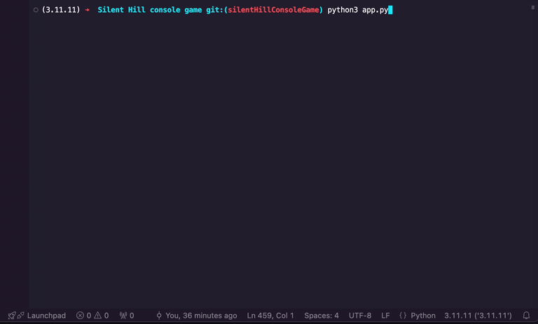 A gif of a text adventure game