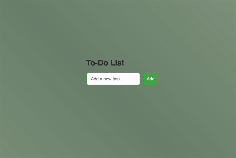 A gif of a to do application